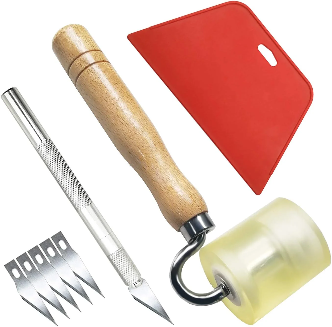 ابزار صاف کننده کاغذ دیواری تیپ تاپ کربن با غلطک درزگیر برای کاغذ چسبی وینیل، 8 عدد در بسته