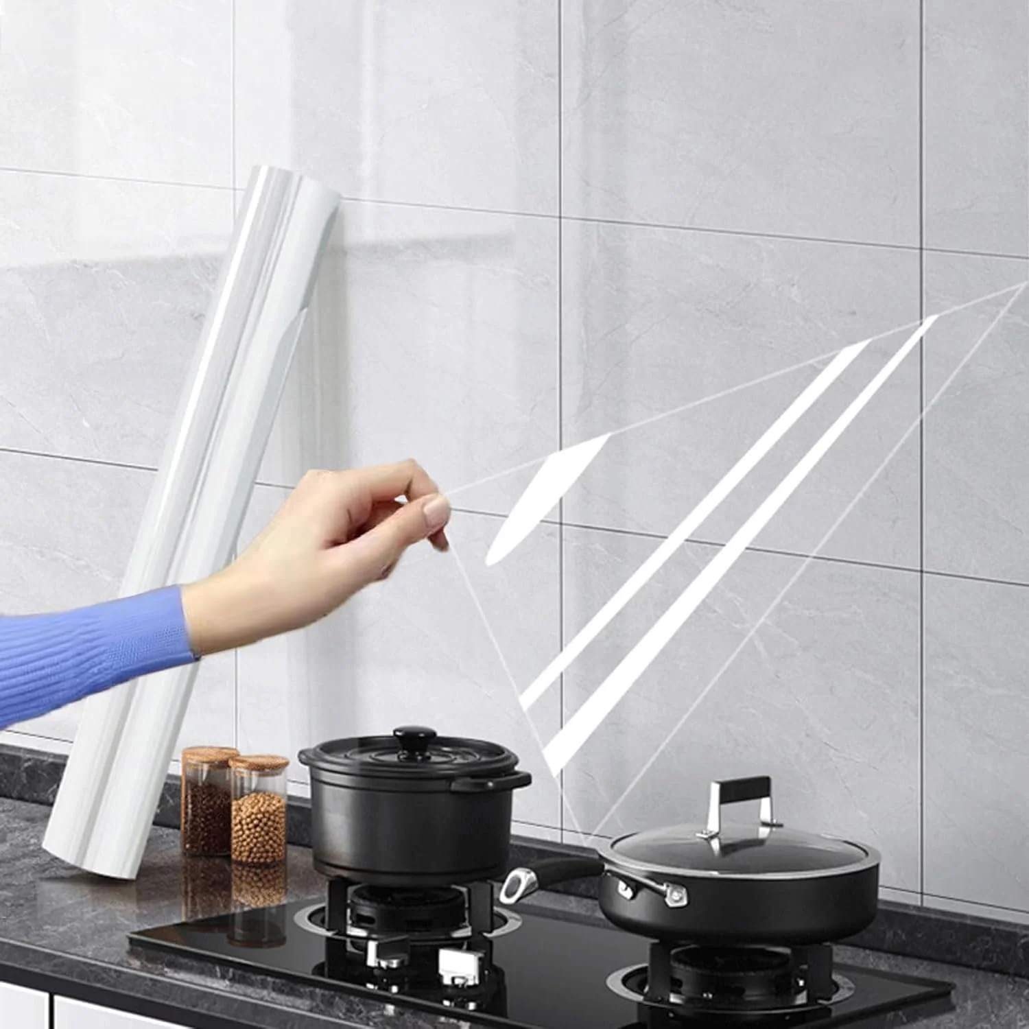 برچسب محافظ دیوار شفاف الکترواستاتیک، محافظ دیوار پشتی، فیلم وینیل جداشدنی، ضد روغن، ضد آب، مقاوم در برابر حرارت، کاغذ دیواری شفاف برای کابینت، مبلمان، درب ها