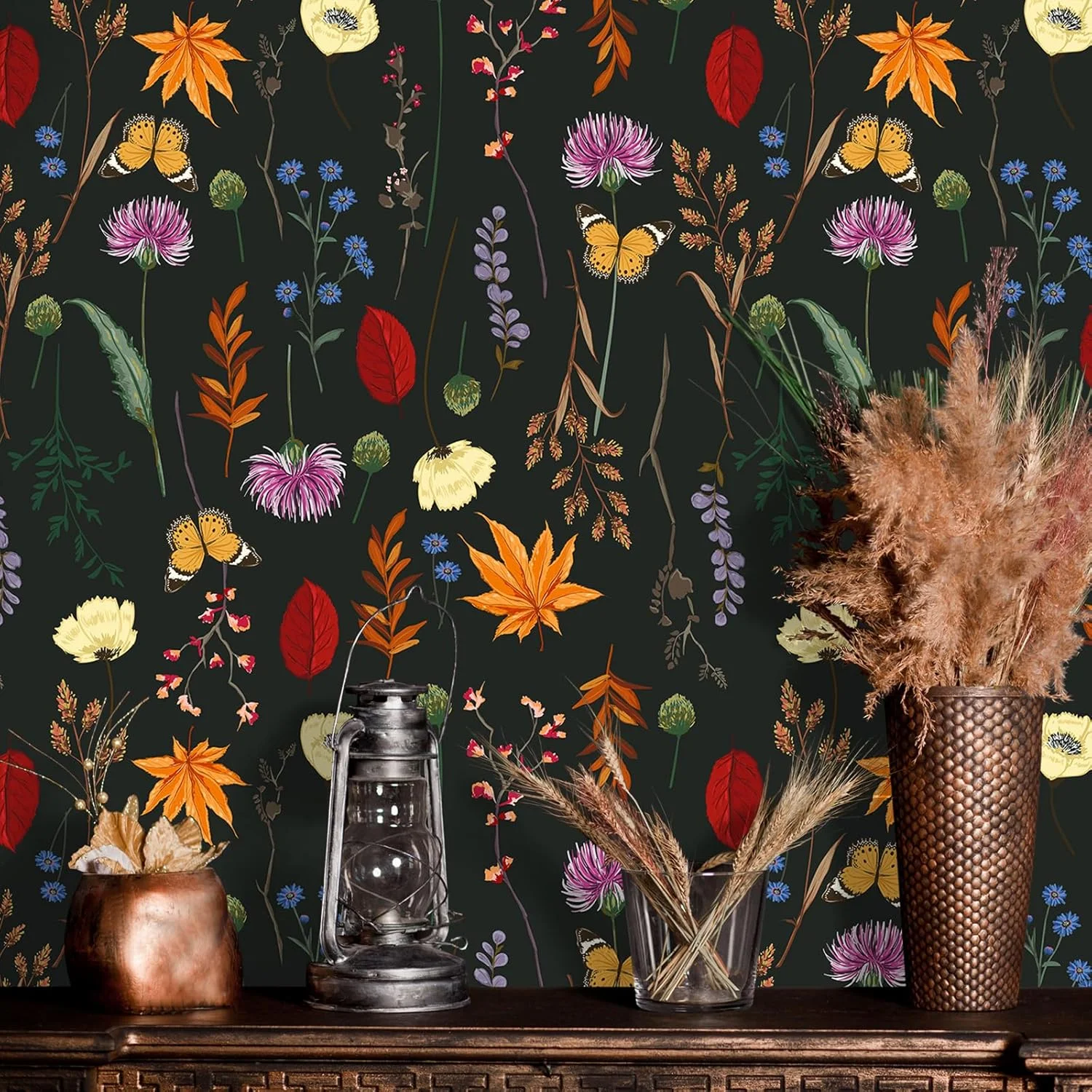 کاغذ دیواری خود چسب طرح گل ویلیک، کاغذ دیواری پوست و چسب با طرح رنگارنگ قدیمی، ضد آب و تمیز کردن آسان، مناسب برای اتاق خواب کودکان، حمام، اتاق نشیمن، رول 44.5 سانتی متر در 300 سانتی متر