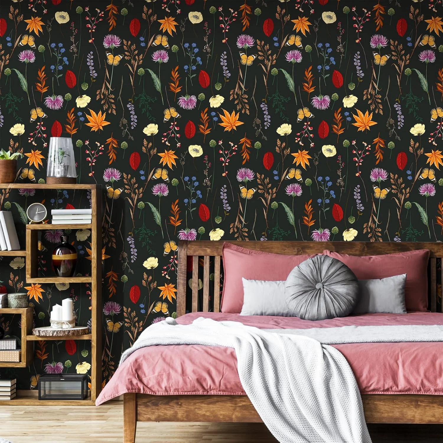 کاغذ دیواری خود چسب طرح گل ویلیک، کاغذ دیواری پوست و چسب با طرح رنگارنگ قدیمی، ضد آب و تمیز کردن آسان، مناسب برای اتاق خواب کودکان، حمام، اتاق نشیمن، رول 44.5 سانتی متر در 300 سانتی متر