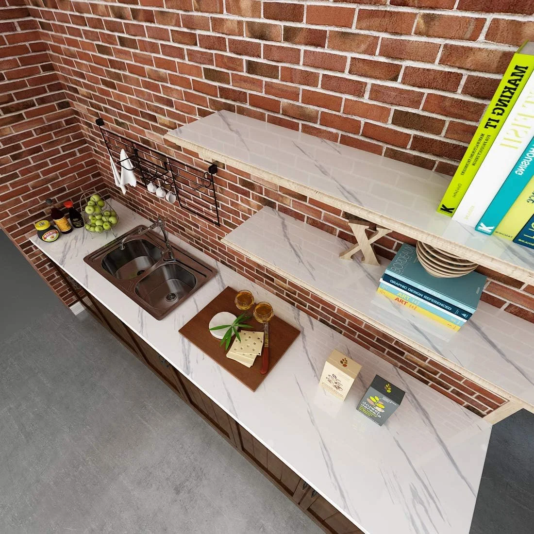 کاغذ دیواری طرح مرمر سفید ویلیک، برچسبی، ابعاد 40×300 سانتی متر