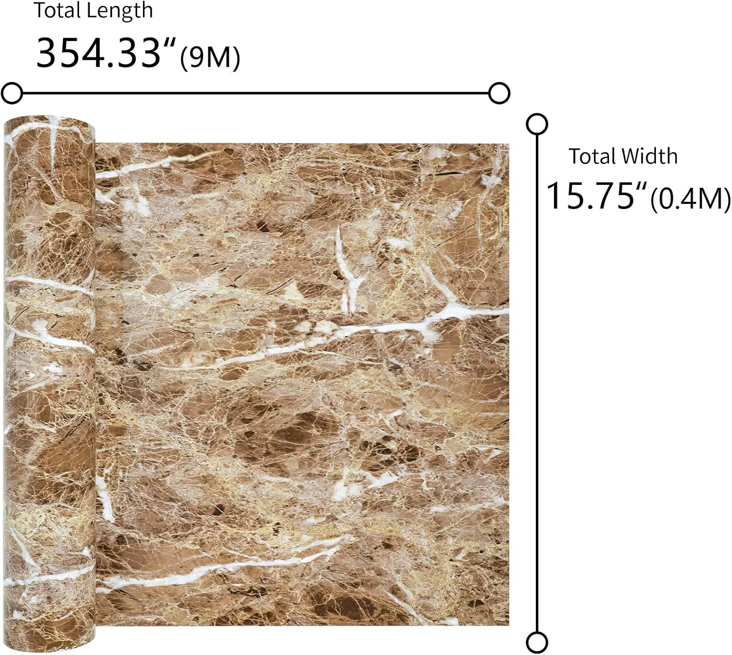 روکش های طرح سنگ مرمر VEELIKE، کاغذ دیواری چسبی، کاغذ تماسی گرانیتی، کاغذ دیواری تزئینی آشپزخانه، قهوه ای، ضد آب، خود چسب، کاغذ دیواری جداشدنی برای کابینت و کمد (40 سانتی متر در 900 سانتی متر)
