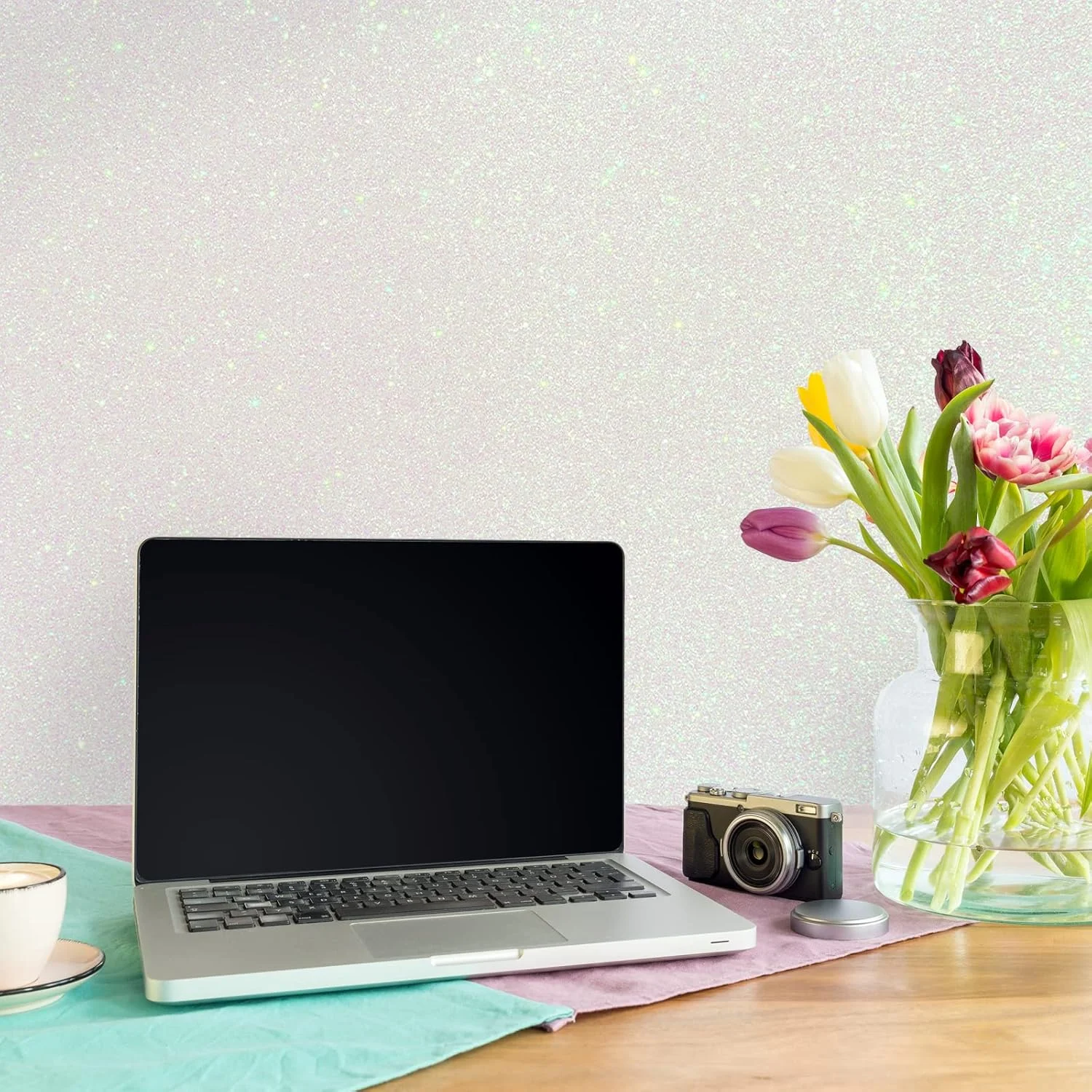 کاغذ دیواری اکلیلی سفید VEELIKE، برچسب و جدا کن، کاغذ تماسی اکلیلی، برچسب کاغذی خود چسب، رول پارچه ای تزئینی برای اتاق دخترانه، آسترها، بسته بندی هدیه مهمانی 40x300 سانتی متر