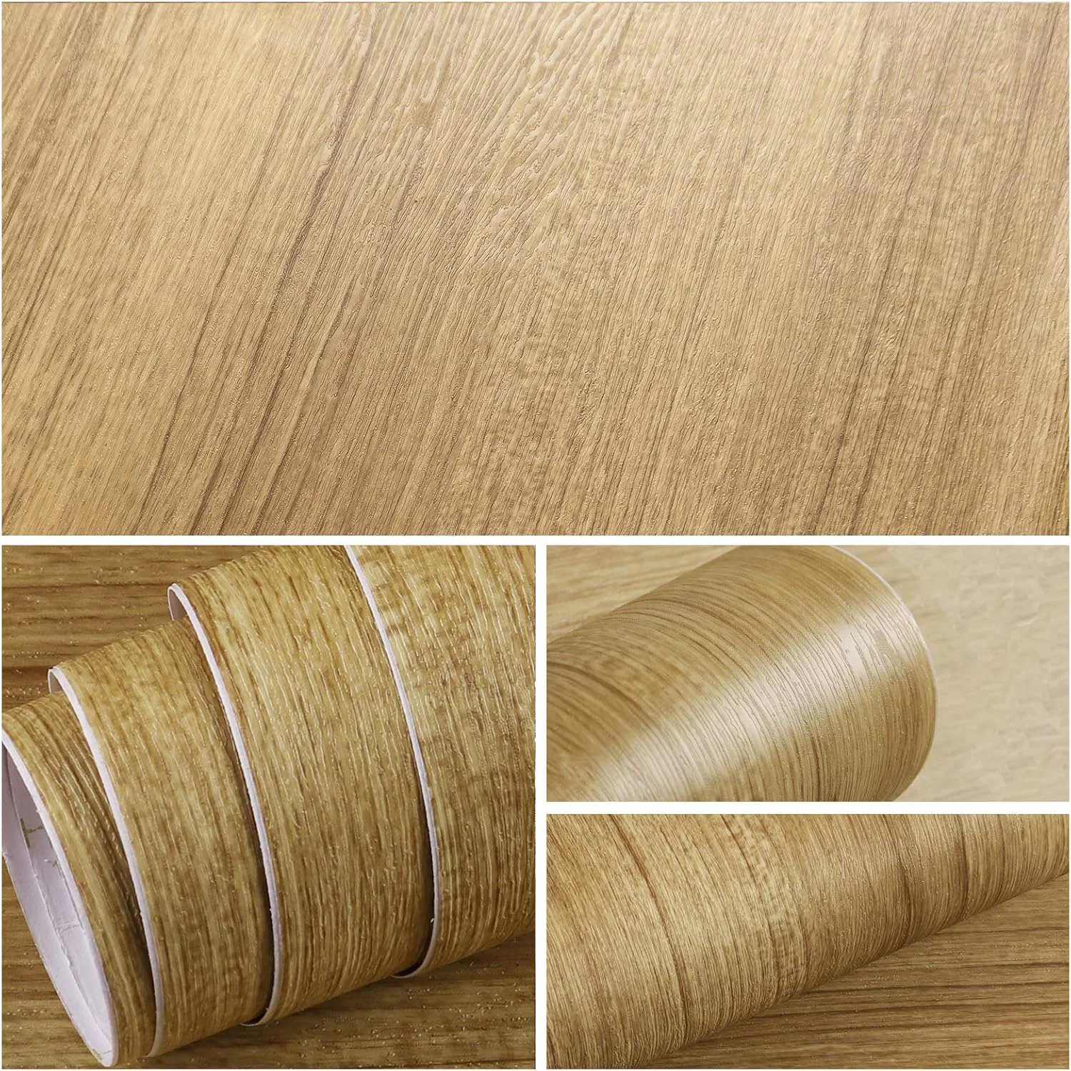 کاغذ دیواری طرح چوب قهوه ای ضد آب VEELIKE، رول برچسبی خود چسب طرح چوب، روکش دیوار تزئینی برای کابینت، پیشخوان، مبلمان، اتاق خواب - 40cmx3m