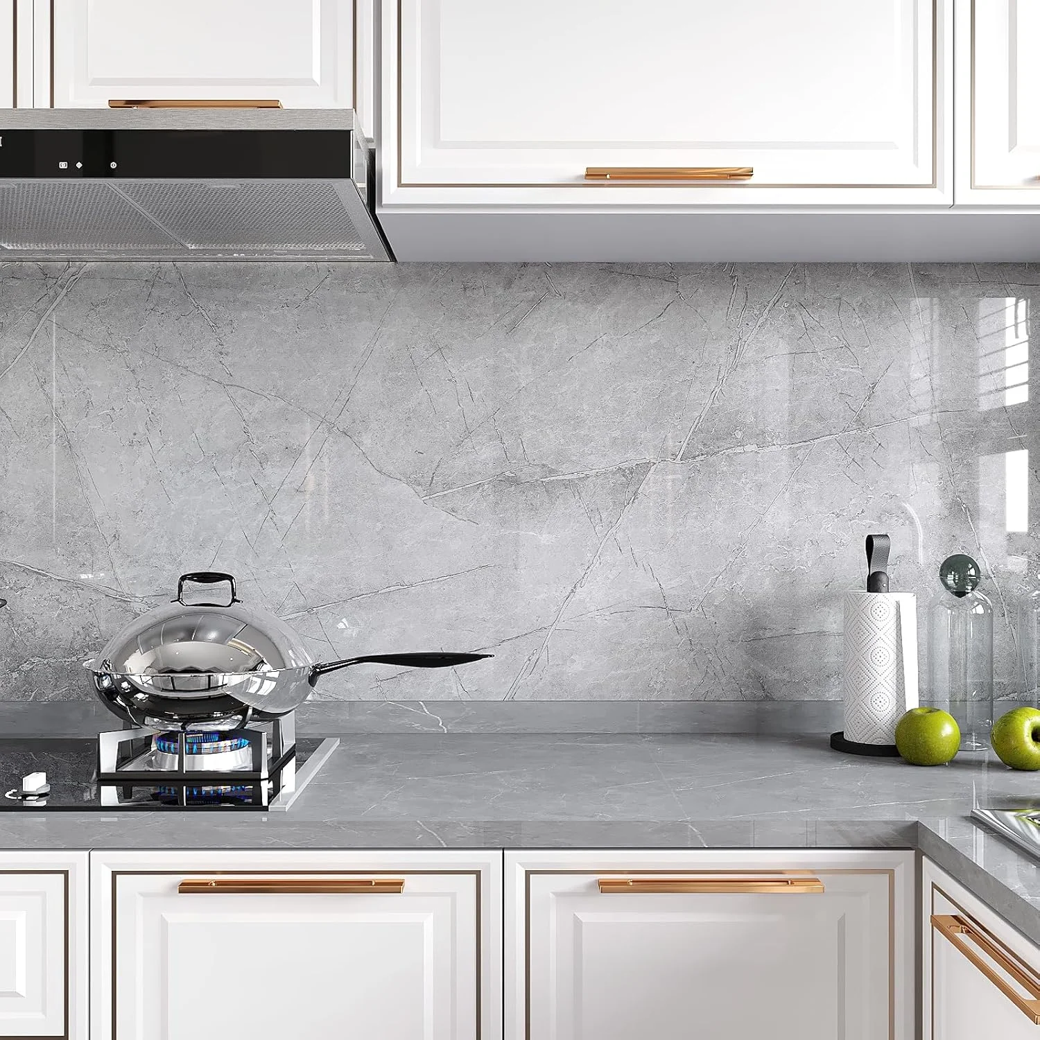 کاغذ دیواری طرح مرمر VEELIKE، برچسب خود چسب، ضد آب، وینیل خاکستری طرح مرمر، کاغذ دیواری قابل جابجایی 40x300 سانتی متر، ضخیم و براق برای دیوارها، مبلمان، پیشخوان کاغذ دیواری طرح مرمر VEELIKE، برچسب خود چسب، ضد آب، وینیل خاکستری طرح مرمر، کاغذ دیواری قابل جابجایی 40x300 سانتی متر، ضخیم و براق برای دیوارها، مبلمان، پیشخوان