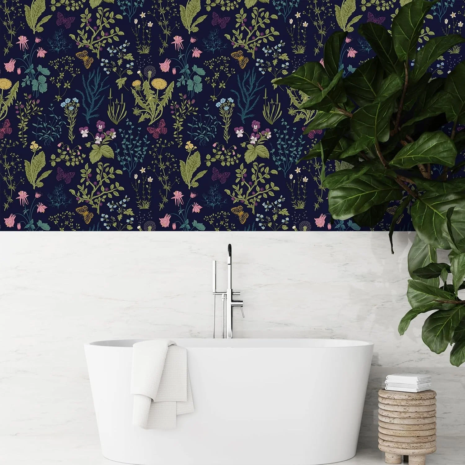 کاغذ دیواری خود چسب VEELIKE، ضد آب با چاپ UV، روکش وینیل برای دکور اتاق خواب و نشیمن، 44.5 سانتی متر در 300 سانتی متر، طرح گل آبی کاغذ دیواری خود چسب VEELIKE، ضد آب با چاپ UV، روکش وینیل برای دکور اتاق خواب و نشیمن، 44.5 سانتی متر در 300 سانتی متر، طرح گل آبی