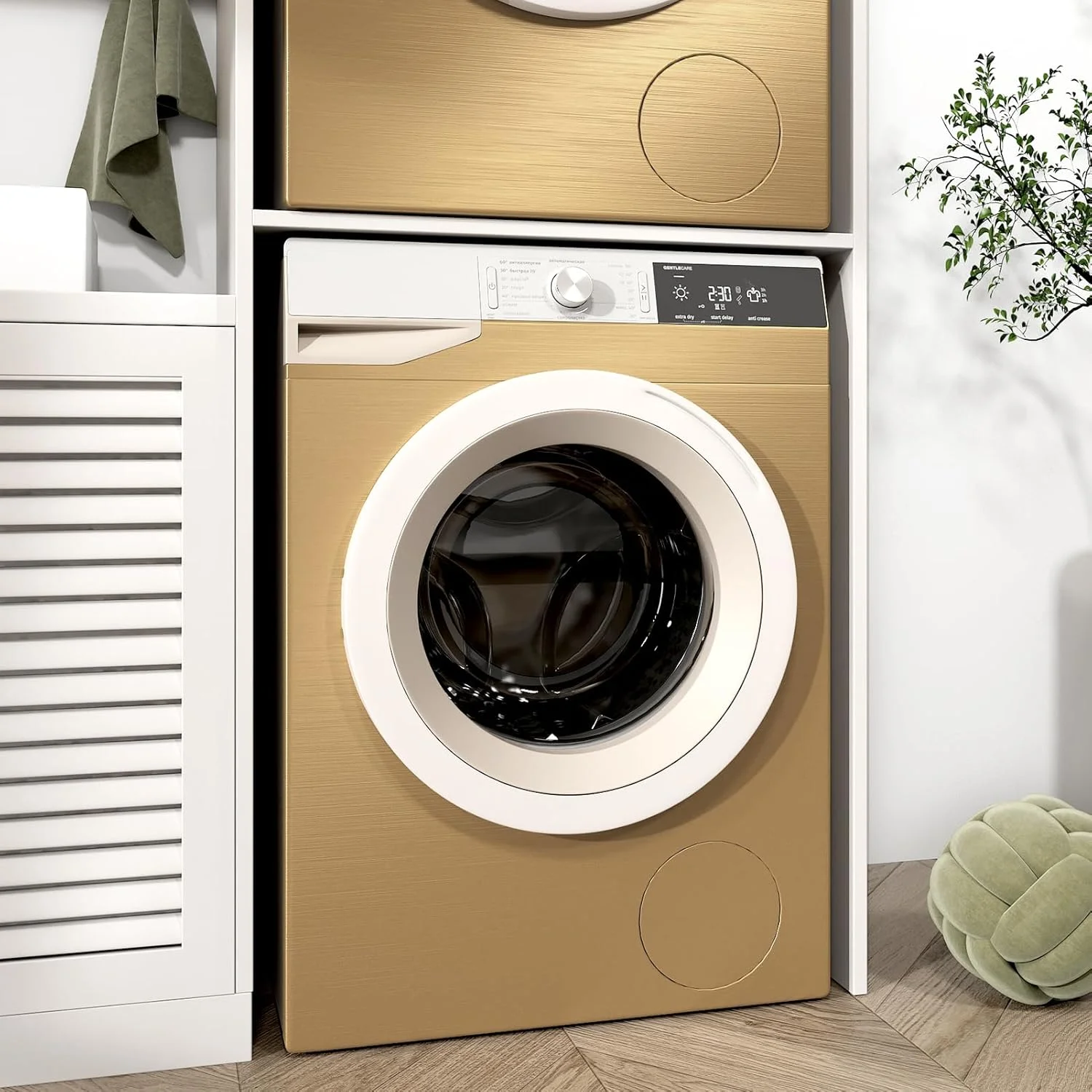 کاغذ دیواری فلزی خود چسب طلایی Wallercity، 60cmx3m، کاغذ دیواری فلزی استیل طلایی برای لوازم خانگی، روکش یخچال وینیل، کاغذ دیواری طرح فلز خش دار، مناسب برای سطوح کابینت