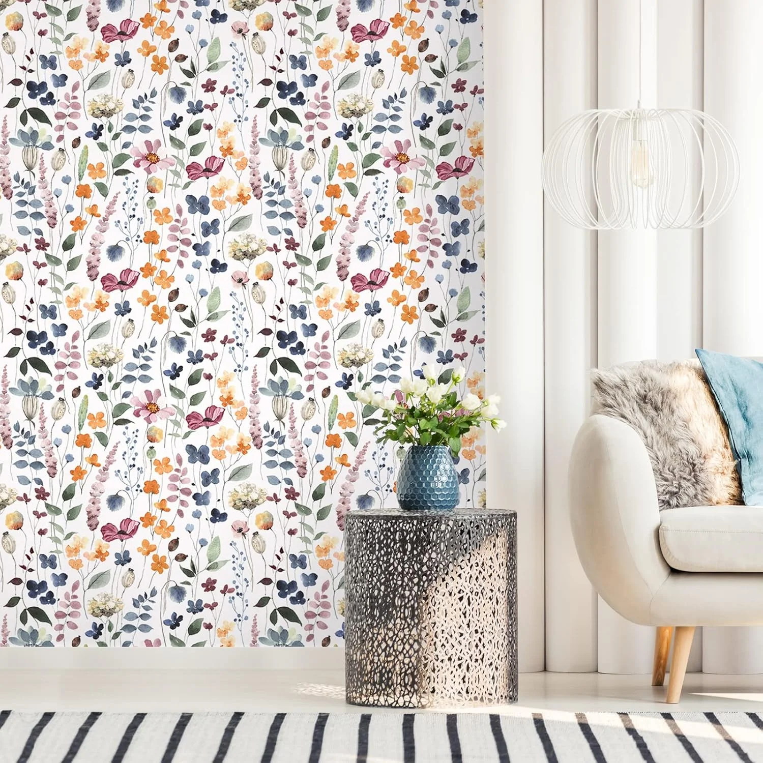 کاغذ دیواری طرح گل های وحشی آبرنگی بوهو ویلیک - پوستر دیواری گلدار خود چسب، کاغذ دیواری وینیل ضد آب و قابل جابجایی با طرح گل های گیاهی قدیمی برای اتاق خواب کاغذ دیواری طرح گل های وحشی آبرنگی بوهو ویلیک - پوستر دیواری گلدار خود چسب، کاغذ دیواری وینیل ضد آب و قابل جابجایی با طرح گل های گیاهی قدیمی برای اتاق خواب