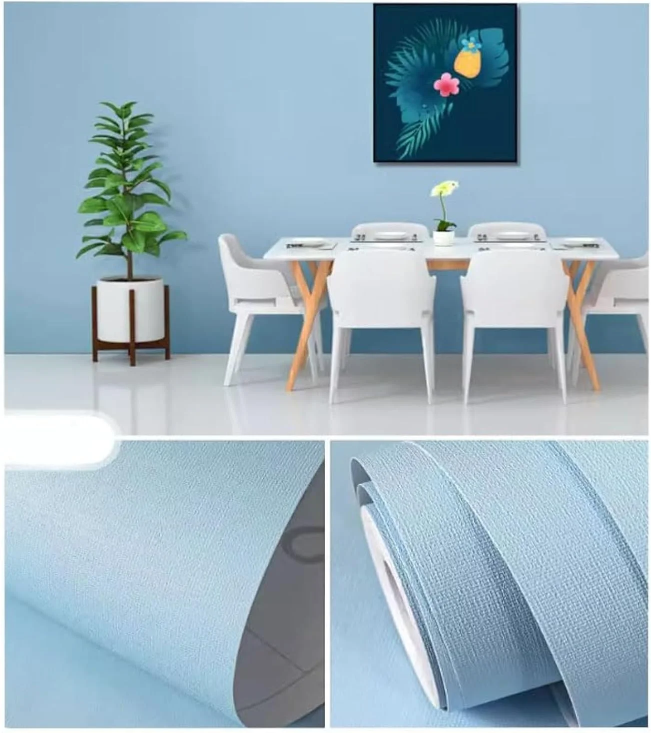 کاغذ دیواری سبز روشن، برچسبی، مناسب مبلمان، رول پلاستیکی چسبی ساده، 60 سانتی متر در 500 سانتی متر، کاغذ دیواری سبز برای اتاق نشیمن، اتاق خواب، آشپزخانه، میز کار، روکش وینیل (آبی)