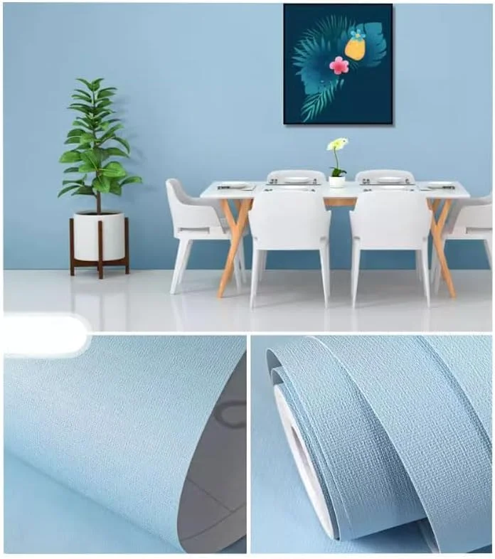 کاغذ دیواری سبز روشن، برچسبی، مناسب مبلمان، رول پلاستیکی چسبی ساده، 60 سانتی متر در 500 سانتی متر، کاغذ دیواری سبز برای اتاق نشیمن، اتاق خواب، آشپزخانه، میز کار، روکش وینیل (آبی)