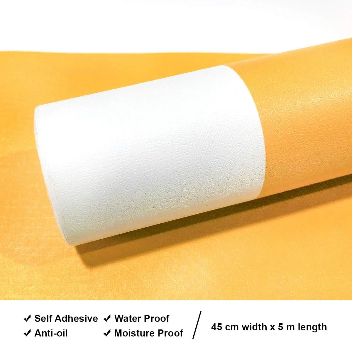 برچسب دیواری ولپین، کاغذ دیواری خودچسب برای راهرو (45x500 سانتی متر)، طرح راه راه عمودی مدرن برای خانه و دفتر، برچسب های خود چسب، زرد