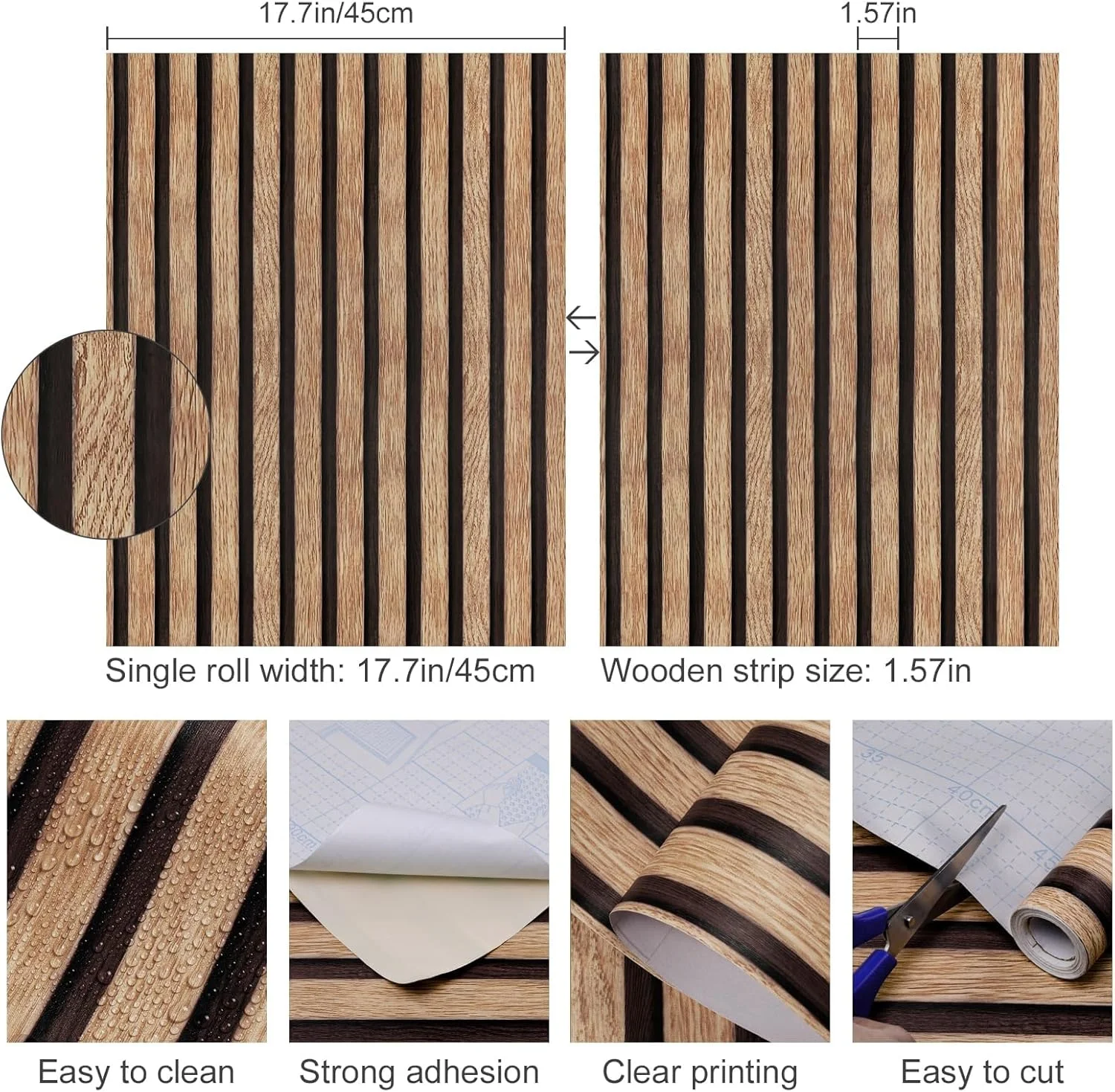 کاغذ دیواری چوبی خودچسب Yun-aeon طرح چوب طبیعی - 44cm x 305cm، ضد آب و قابل جابجایی، مناسب برای دکوراسیون دیوار اتاق خواب