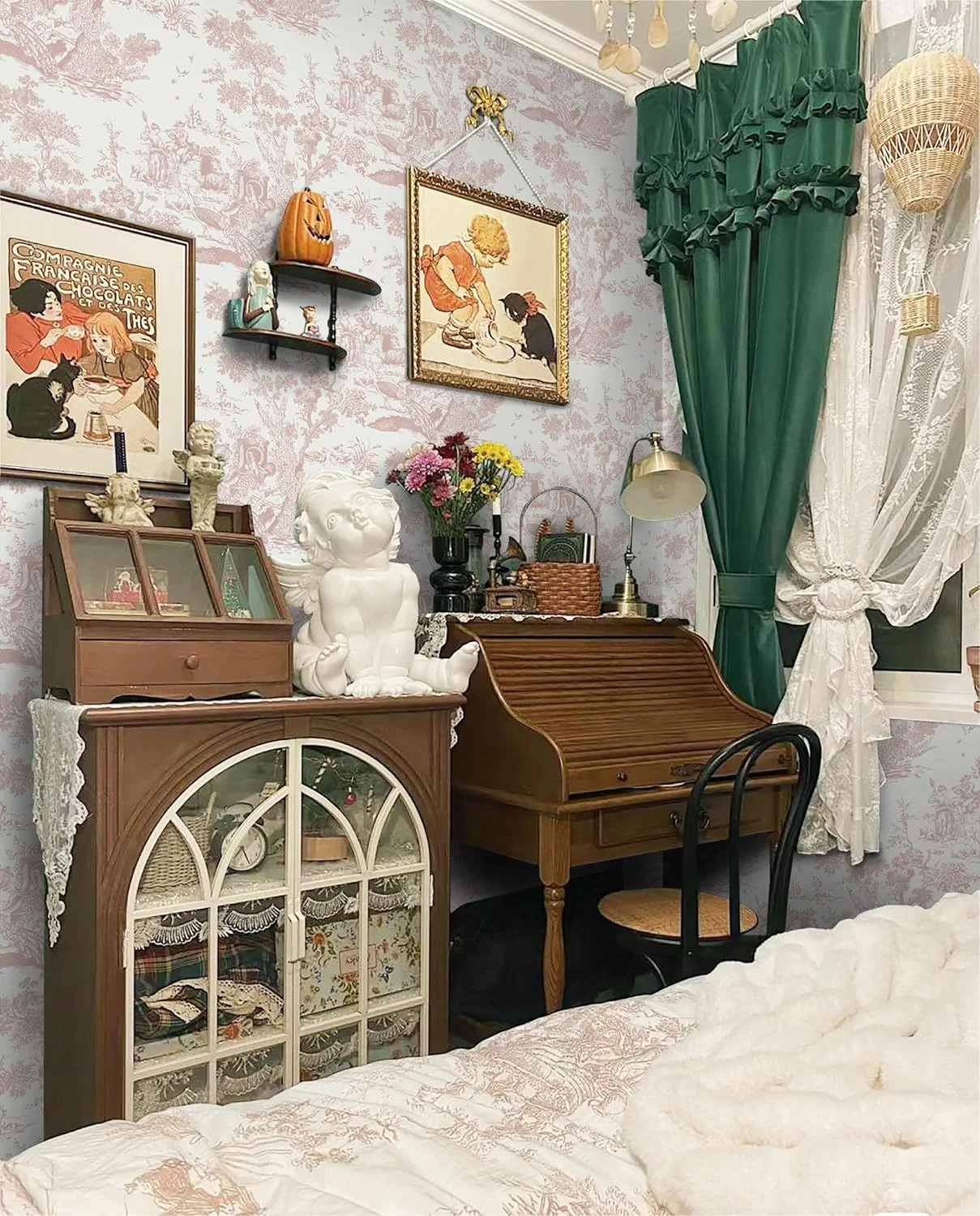 برچسب دیواری خودچسب یومشی، طرح درخت و حیوانات، رول پلاستیکی چسبنده، کاغذ دیواری طرح باغ قدیمی، استیکرهای مبلمان قابل جابجایی برای اتاق خواب، اتاق نشیمن، کابینت، 41cm×3m