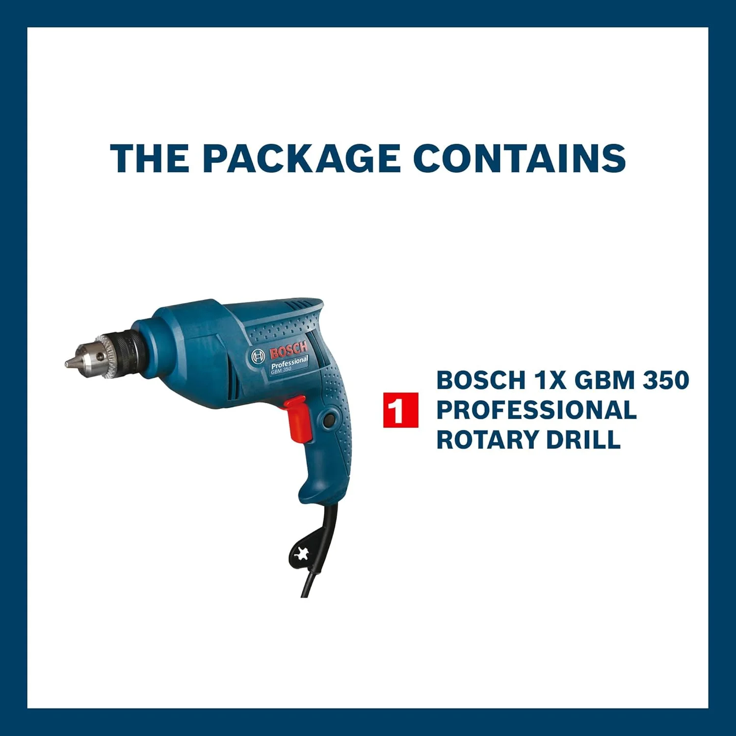 دریل چرخشی بوش مدل Gbm 350 Professional، مناسب برای کار روی چوب و فلز (350 وات، آبی)، برقی با سیم، یک عدد