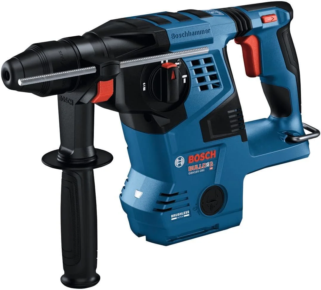 چکش چرخشی بتن کن بوش مدل GBH18V-28CN، 18 ولت، SDS-plus، براشلس، بولداگ، 1-1/8 اینچ (فقط ابزار)