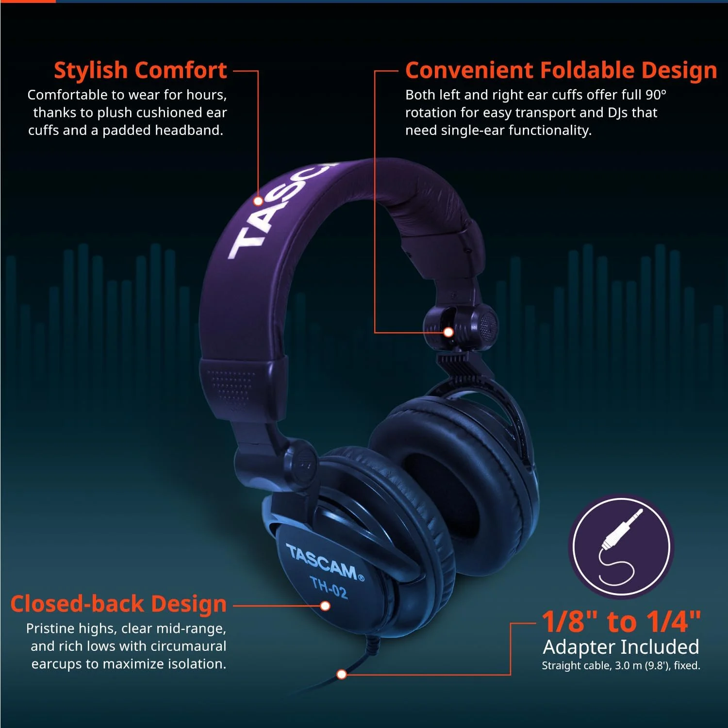 هدفون استودیویی پشت بسته Tascam Th-02، مشکی