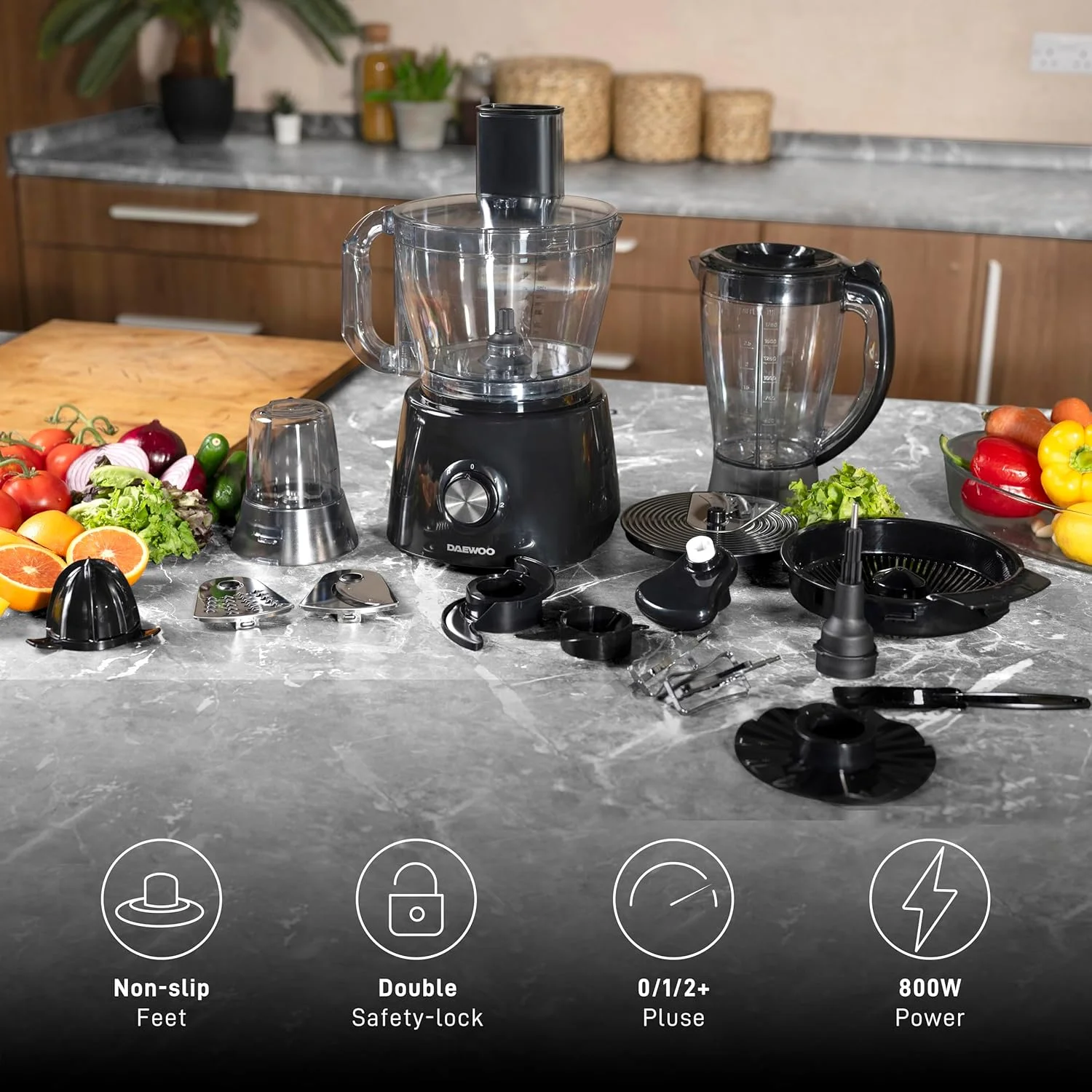 غذاساز Daewoo DFP 3170 با 28 عملکرد 800 وات - مشکی