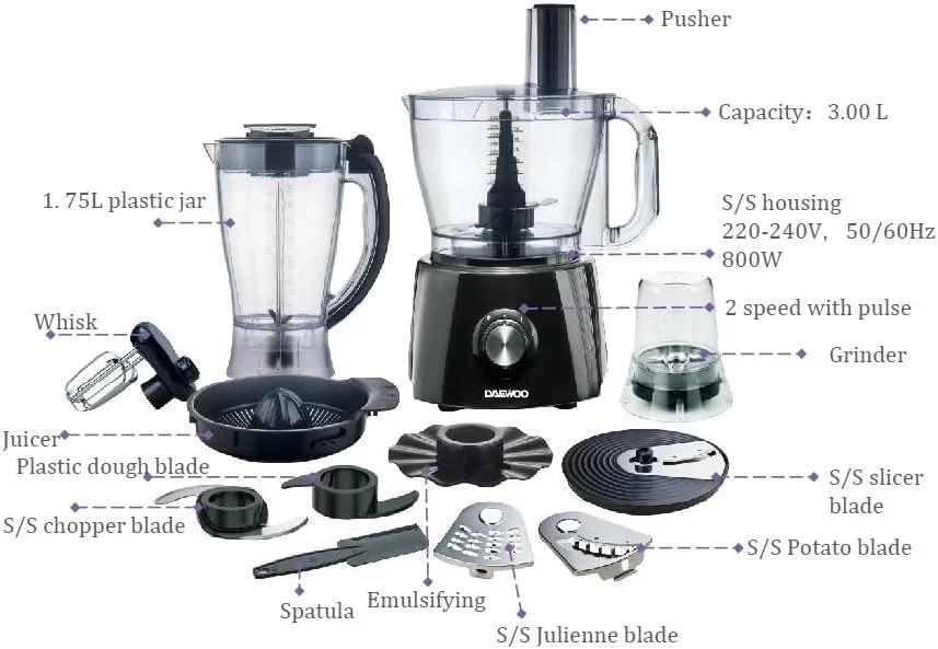 غذاساز Daewoo DFP 3170 با 28 عملکرد 800 وات - مشکی