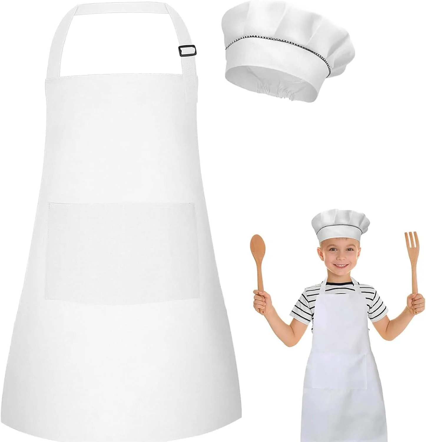 ست پیش بند و کلاه آشپزی کودکانه، پیش بند قابل تنظیم با 2 جیب برای پسران و دختران، پیش بند آشپزخانه و باغبانی برای پخت و پز، نقاشی و کاردستی (7-13 سال) ست پیش بند و کلاه آشپزی کودکانه، پیش بند قابل تنظیم با 2 جیب برای پسران و دختران، پیش بند آشپزخانه و باغبانی برای پخت و پز، نقاشی و کاردستی (7-13 سال)