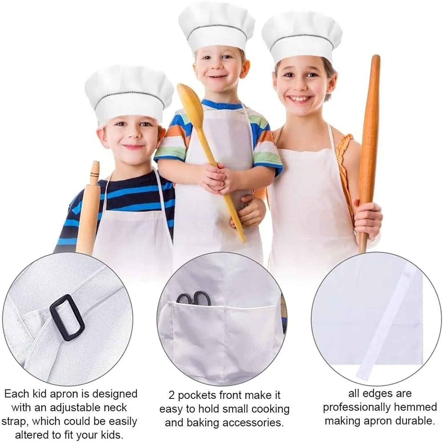 ست پیش بند و کلاه آشپزی کودکانه، پیش بند قابل تنظیم با 2 جیب برای پسران و دختران، پیش بند آشپزخانه و باغبانی برای پخت و پز، نقاشی و کاردستی (7-13 سال) ست پیش بند و کلاه آشپزی کودکانه، پیش بند قابل تنظیم با 2 جیب برای پسران و دختران، پیش بند آشپزخانه و باغبانی برای پخت و پز، نقاشی و کاردستی (7-13 سال)