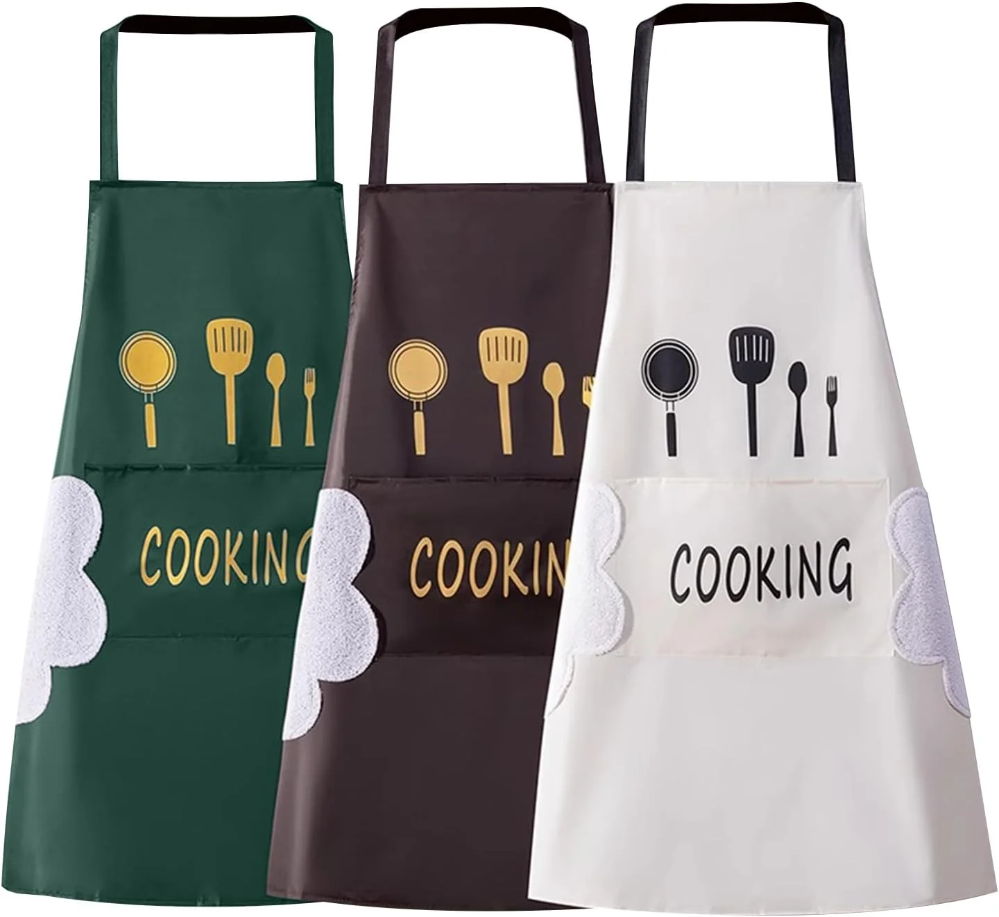 ست 3 عددی پیش بند آشپزخانه ضد آب با جیب - ست پیش بند آشپزی ضد روغن با حوله های دستمال مرطوب، پیش بند آشپزی قابل تنظیم برای زنان و مردان، برای خانه، باربیکیو، رستوران، استفاده در کافه ست 3 عددی پیش بند آشپزخانه ضد آب با جیب - ست پیش بند آشپزی ضد روغن با حوله های دستمال مرطوب، پیش بند آشپزی قابل تنظیم برای زنان و مردان، برای خانه، باربیکیو، رستوران، استفاده در کافه