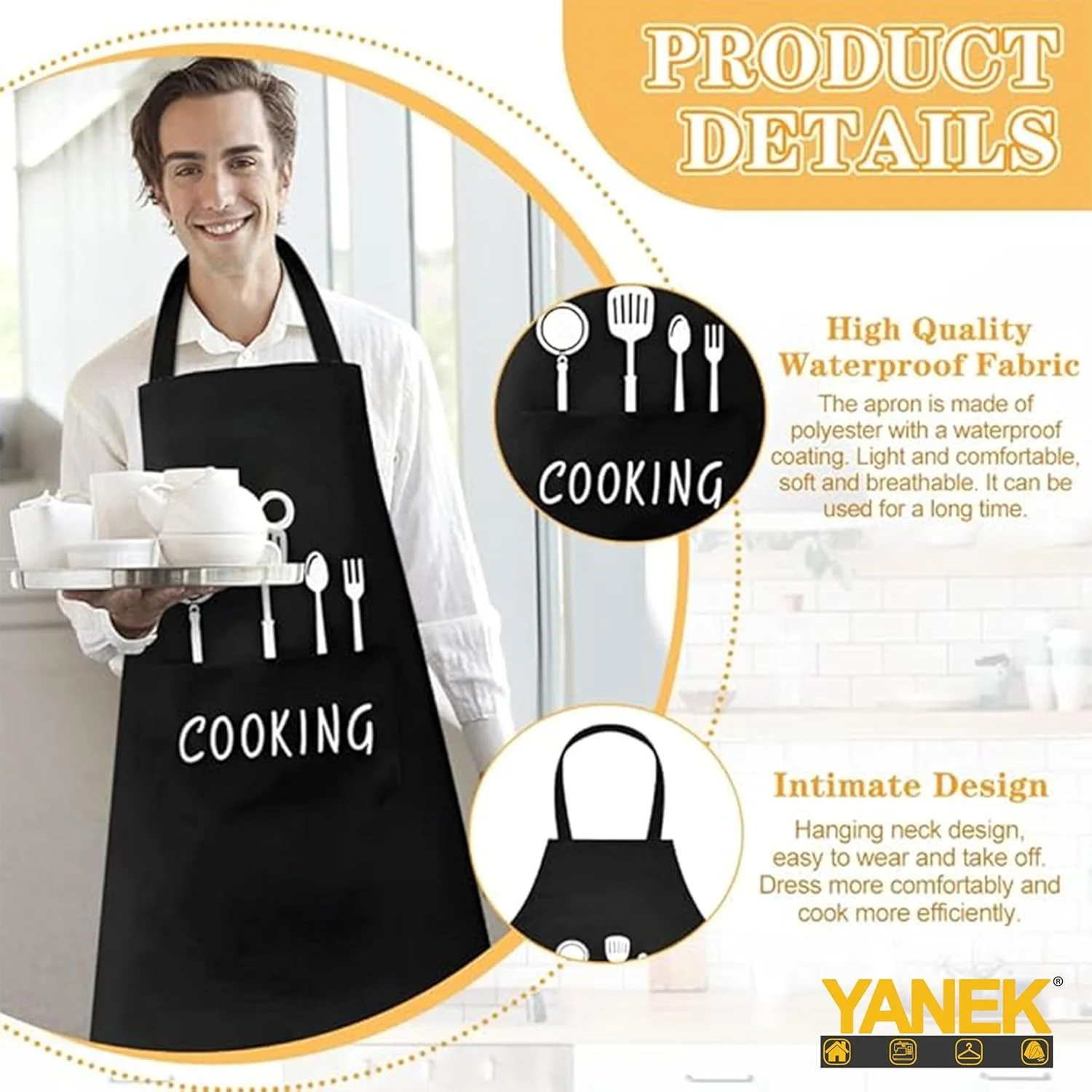 ست 2 عددی پیش بند آشپزخانه قابل تنظیم یانک با جیب - ضد آب و ضد روغن، مناسب برای پخت و پز، شیرینی پزی، کباب کردن و مصارف خانگی (سفید، مشکی) ست 2 عددی پیش بند آشپزخانه قابل تنظیم یانک با جیب - ضد آب و ضد روغن، مناسب برای پخت و پز، شیرینی پزی، کباب کردن و مصارف خانگی (سفید، مشکی)