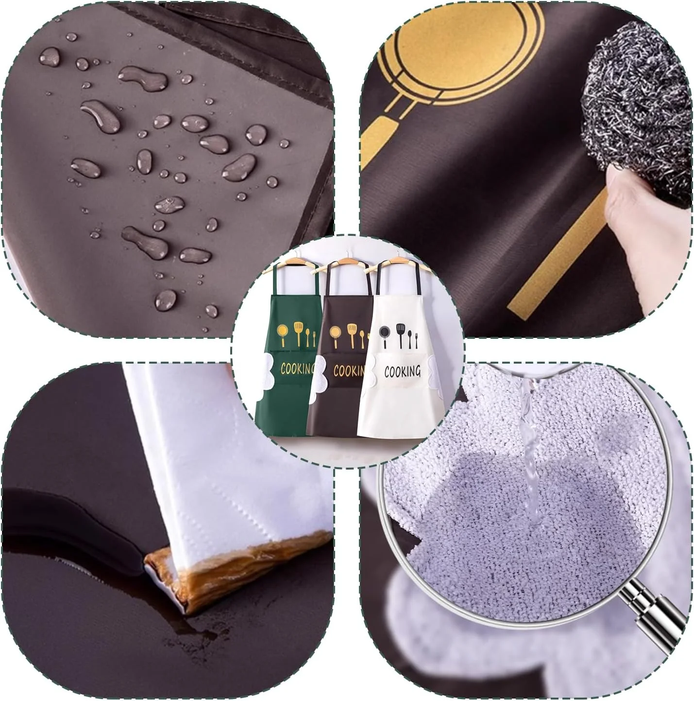 ست 3 عددی پیش بند آشپزخانه ضد آب با جیب - ست پیش بند آشپزی ضد روغن با حوله های دستمال مرطوب، پیش بند آشپزی قابل تنظیم برای زنان و مردان، برای خانه، باربیکیو، رستوران، استفاده در کافه ست 3 عددی پیش بند آشپزخانه ضد آب با جیب - ست پیش بند آشپزی ضد روغن با حوله های دستمال مرطوب، پیش بند آشپزی قابل تنظیم برای زنان و مردان، برای خانه، باربیکیو، رستوران، استفاده در کافه
