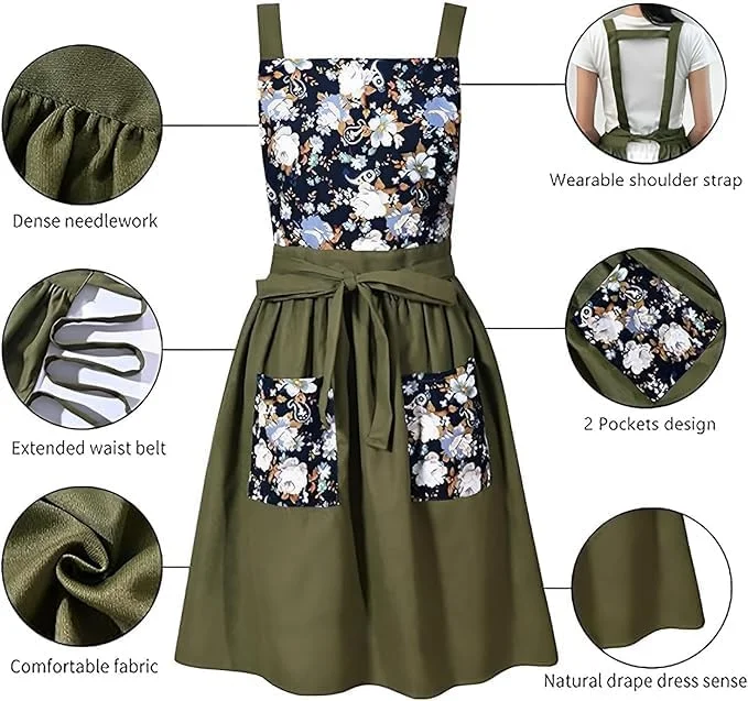 پیش بند زنانه با جیب، پیش بند آشپزی گلدار زیبا با حالت طبیعی لباس، پیش بند قدیمی نقاشی با پارچه ظریف، لباس پیشبند برای آشپزی، پخت، باغبانی، یک سایز پیش بند زنانه با جیب، پیش بند آشپزی گلدار زیبا با حالت طبیعی لباس، پیش بند قدیمی نقاشی با پارچه ظریف، لباس پیشبند برای آشپزی، پخت، باغبانی، یک سایز