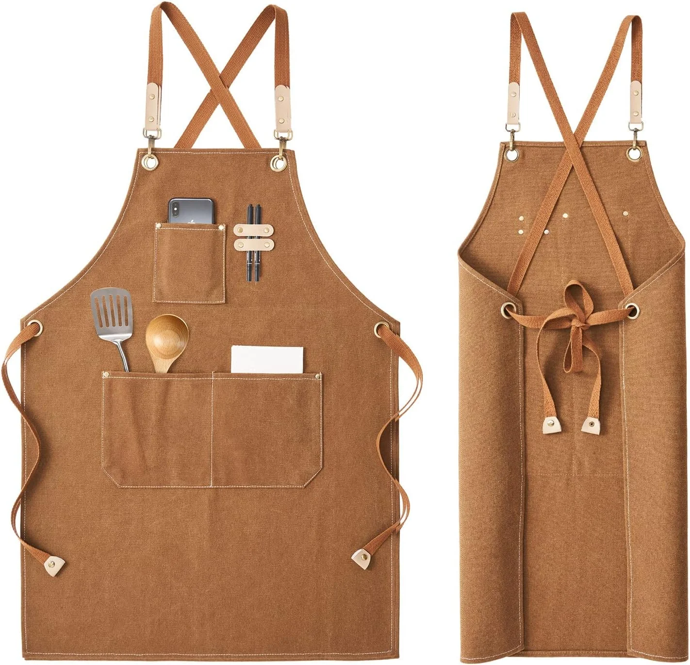 پیش بند آشپزی Angju، ضد آب، پارچه کتان پنبه ای، بند ضربدری قابل تنظیم در پشت، سایز M-XXL پیش بند آشپزی Angju، ضد آب، پارچه کتان پنبه ای، بند ضربدری قابل تنظیم در پشت، سایز M-XXL