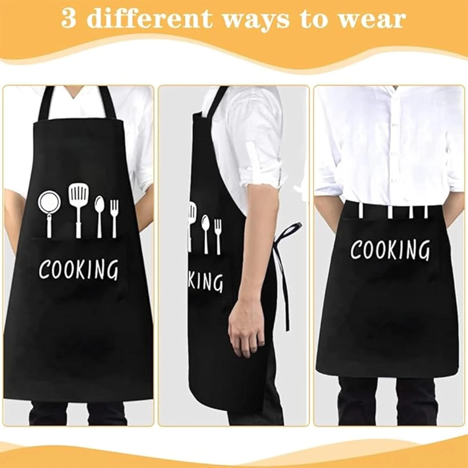 ست 2 عددی پیش بند آشپزخانه قابل تنظیم یانک با جیب - ضد آب و ضد روغن، مناسب برای پخت و پز، شیرینی پزی، کباب کردن و مصارف خانگی (سفید، مشکی) ست 2 عددی پیش بند آشپزخانه قابل تنظیم یانک با جیب - ضد آب و ضد روغن، مناسب برای پخت و پز، شیرینی پزی، کباب کردن و مصارف خانگی (سفید، مشکی)