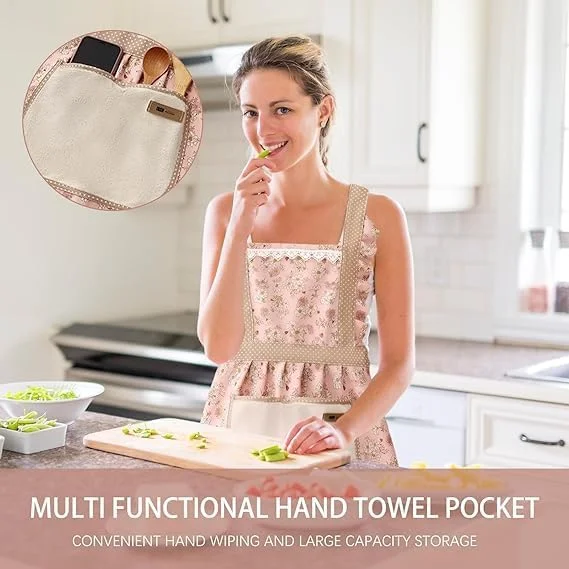 پیش بند آشپزی BIGTHREE، پیش بند پخت و پز زنانه، پیش بند دستمال دار، سایز قابل تنظیم، با حوله دستی و جیب، مناسب برای آشپزی، کباب کردن، پخت، باغبانی و غیره. پیش بند آشپزی BIGTHREE، پیش بند پخت و پز زنانه، پیش بند دستمال دار، سایز قابل تنظیم، با حوله دستی و جیب، مناسب برای آشپزی، کباب کردن، پخت، باغبانی و غیره.