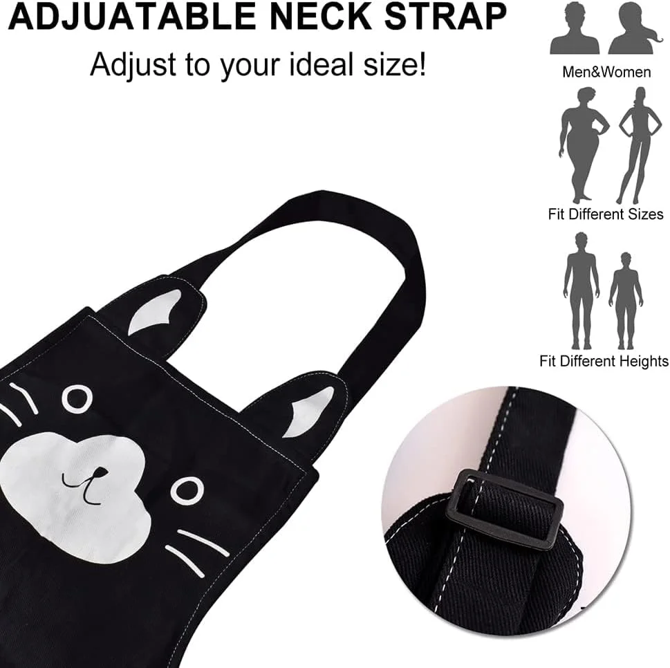 پیش بند آشپزی آزونی، پیش بند نرم و قابل تنظیم با 2 جیب برای مردان و زنان (مشکی)