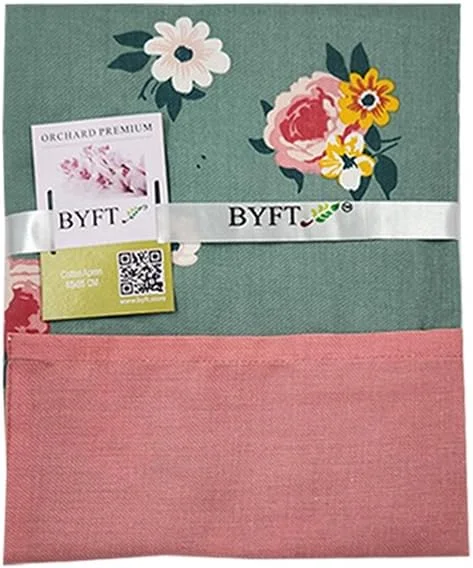 پیش بند آشپزخانه BYFT Orchard طرح گلدار - سبز و صورتی، تک سایز