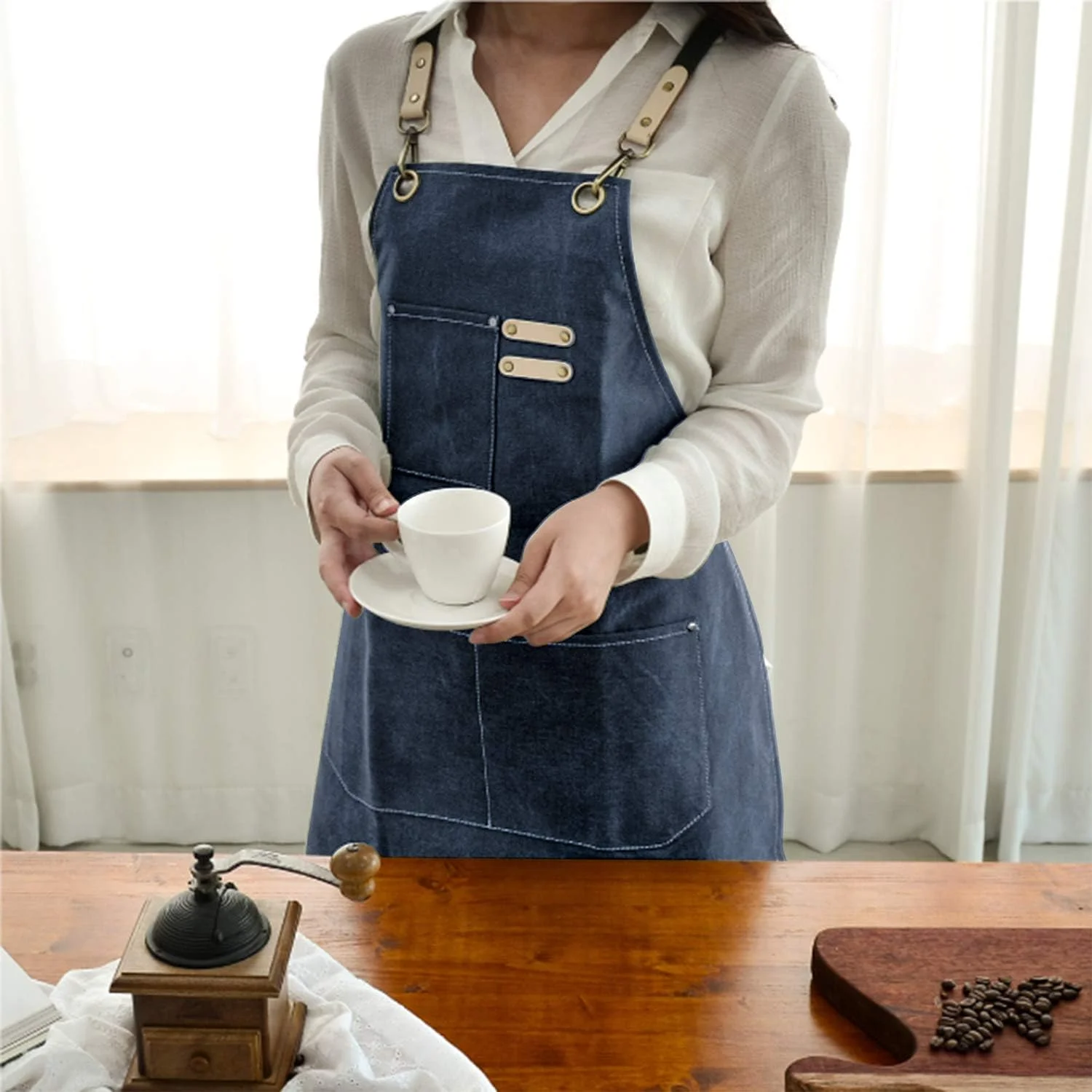 پیش بند آشپزی Carrotez، پیش بند قابل تنظیم با بند ضربدری در پشت از جنس کتان و دارای جیب، مناسب برای خانم ها و آقایان، پیش بند آشپزی و پخت و پز، بند قابل تنظیم و جیب های بزرگ، بوم، M-XXL- سرمه ای پیش بند آشپزی Carrotez، پیش بند قابل تنظیم با بند ضربدری در پشت از جنس کتان و دارای جیب، مناسب برای خانم ها و آقایان، پیش بند آشپزی و پخت و پز، بند قابل تنظیم و جیب های بزرگ، بوم، M-XXL- سرمه ای