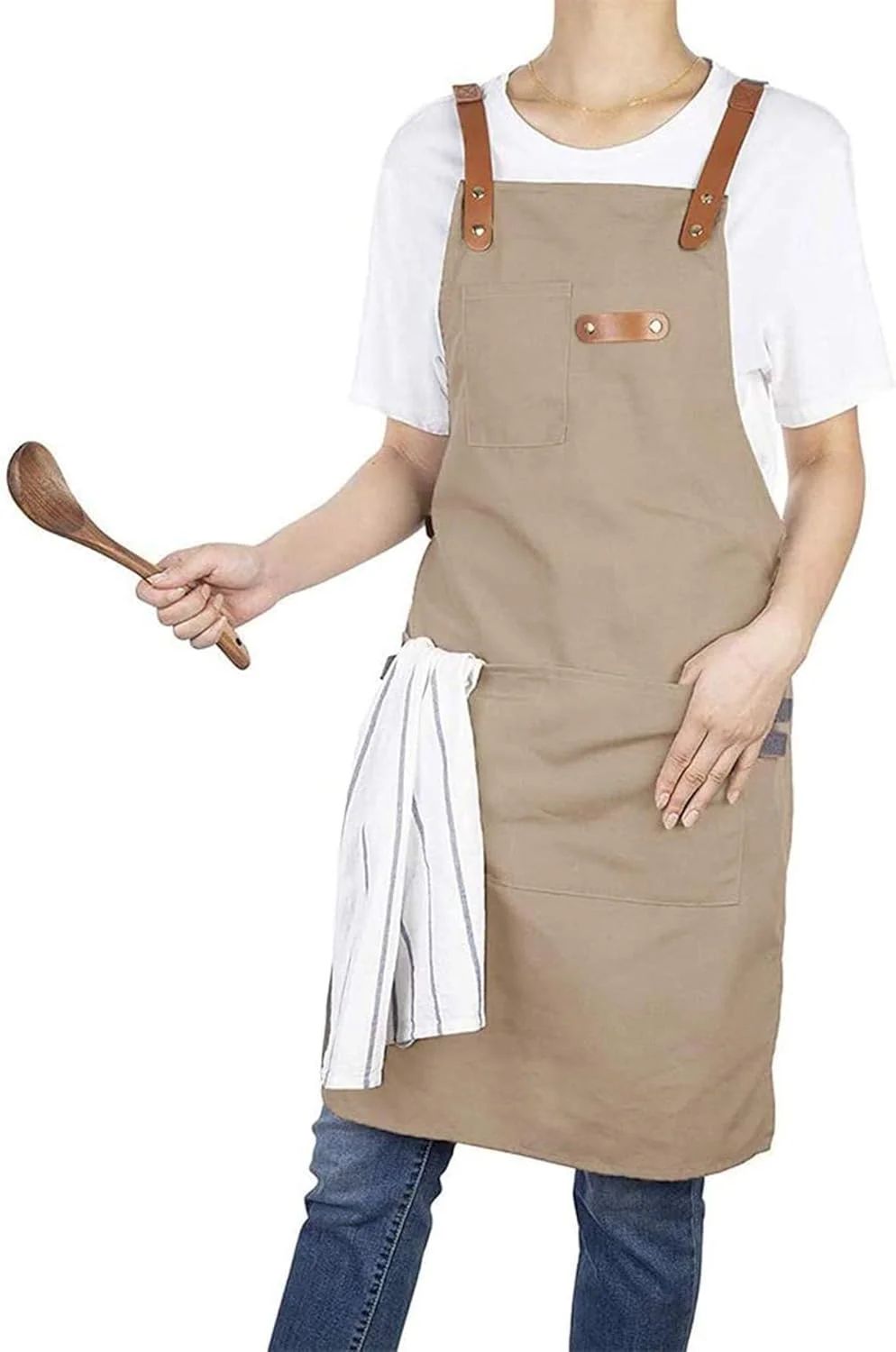 پیش بند آشپزی بوم پنبه ای DELFINO مناسب برای آشپز، آرایشگر، کارگاه، پخت و پز، با بند ضربدری در پشت، دارای جیب، برای زنان و مردان (خاکی) هدیه برای تولد، روز ولنتاین، روز شکرگزاری، کریسمس پیش بند آشپزی بوم پنبه ای DELFINO مناسب برای آشپز، آرایشگر، کارگاه، پخت و پز، با بند ضربدری در پشت، دارای جیب، برای زنان و مردان (خاکی) هدیه برای تولد، روز ولنتاین، روز شکرگزاری، کریسمس