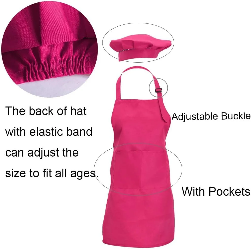 ست پیش بند و کلاه آشپزی کودک CWFUN، پیش بند قابل تنظیم برای کودکان دختر و پسر، مناسب برای آشپزی و پخت و پز در آشپزخانه (5-13 سال) ست پیش بند و کلاه آشپزی کودک CWFUN، پیش بند قابل تنظیم برای کودکان دختر و پسر، مناسب برای آشپزی و پخت و پز در آشپزخانه (5-13 سال)