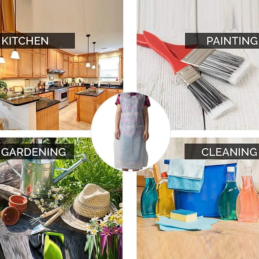 100 عدد پیش بند پلاستیکی یکبار مصرف شفاف ضد آب پلی اتیلن برای آشپزی و پخت و پز 100 عدد پیش بند پلاستیکی یکبار مصرف شفاف ضد آب پلی اتیلن برای آشپزی و پخت و پز