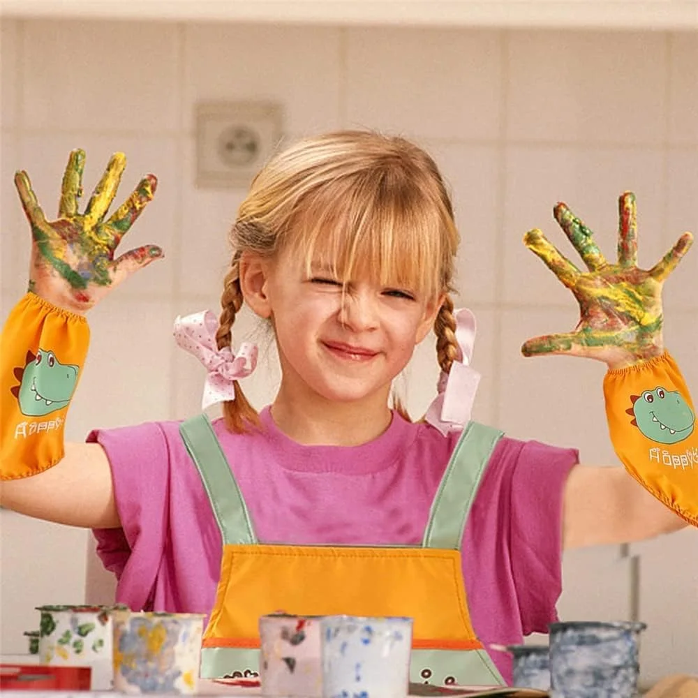 پیشبند طرح دایناسور کودکانه ELECDON، پیشبند هنری بچگانه با جیب، ضد آب و قابل تنظیم برای آشپزی، پخت، نقاشی، پیشبند هنرمندان، پیشبند آشپزخانه برای غذا دادن به پسران و دختران پیشبند طرح دایناسور کودکانه ELECDON، پیشبند هنری بچگانه با جیب، ضد آب و قابل تنظیم برای آشپزی، پخت، نقاشی، پیشبند هنرمندان، پیشبند آشپزخانه برای غذا دادن به پسران و دختران