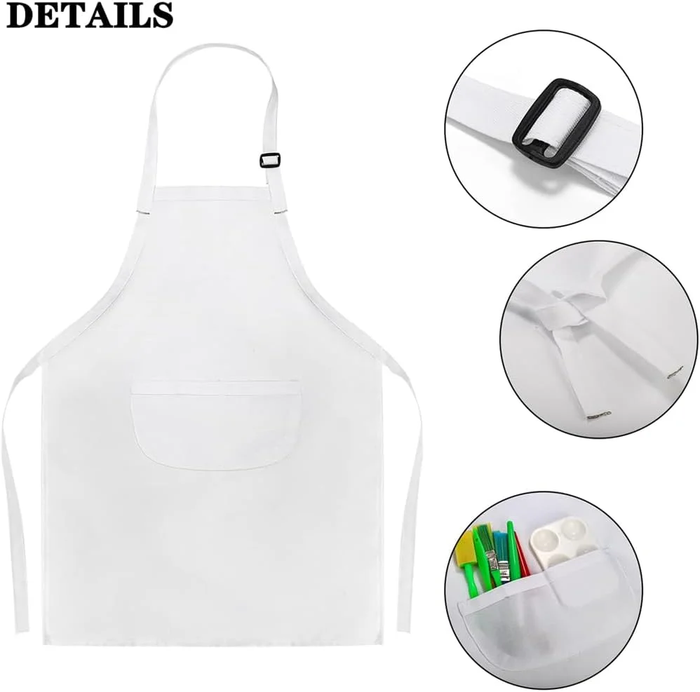 ست 6 عددی پیشبند بچگانه قابل تنظیم ELECDON با جیب - پیشبند آشپزی سفید برای کودکان، مناسب برای پخت و پز، شیرینی پزی، هنر - پیشبند کوچک برای پسران و دختران، ایده آل برای سرگرمی در آشپزخانه ست 6 عددی پیشبند بچگانه قابل تنظیم ELECDON با جیب - پیشبند آشپزی سفید برای کودکان، مناسب برای پخت و پز، شیرینی پزی، هنر - پیشبند کوچک برای پسران و دختران، ایده آل برای سرگرمی در آشپزخانه