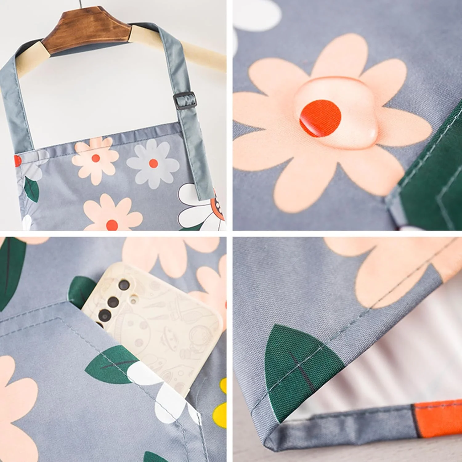 پیش بند آشپزخانه 3 عددی با گردن قابل تنظیم برای زنان، پیش بند گلدار با جیب، پیش بند ضد آب زنانه برای آشپزی، باغبانی و آرایشگاه پیش بند آشپزخانه 3 عددی با گردن قابل تنظیم برای زنان، پیش بند گلدار با جیب، پیش بند ضد آب زنانه برای آشپزی، باغبانی و آرایشگاه