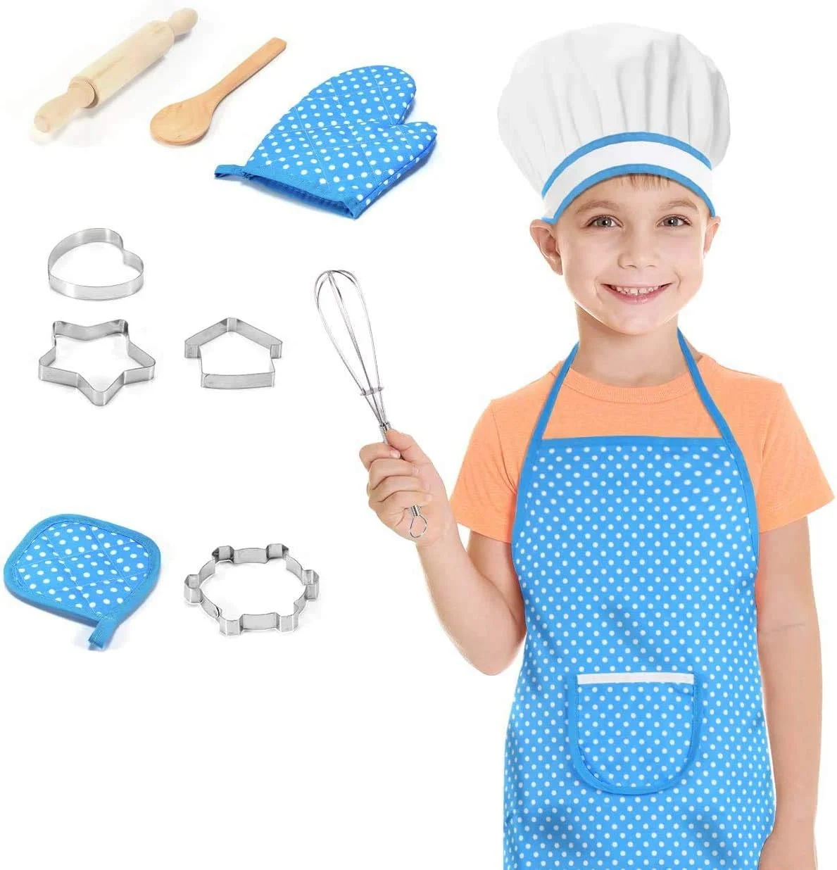 ست پیش بند و کلاه آشپزی 11 تکه Excefore برای دختران و پسران برای پخت و پز، باغبانی، نقاشی و موارد دیگر، پیش بند نخی آشپزخانه ست پیش بند و کلاه آشپزی 11 تکه Excefore برای دختران و پسران برای پخت و پز، باغبانی، نقاشی و موارد دیگر، پیش بند نخی آشپزخانه