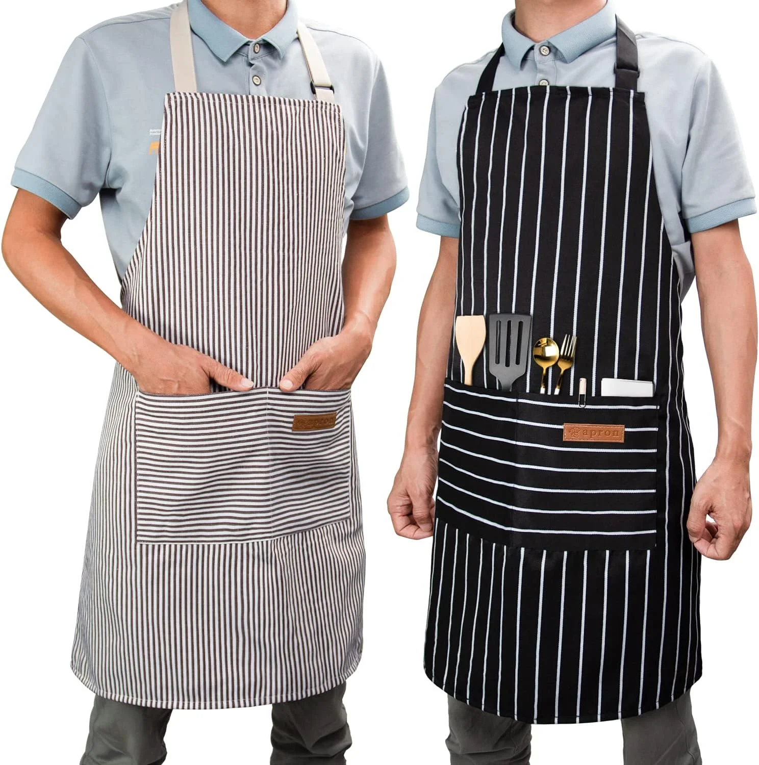 ست 2 عددی پیش بند آشپزی EXCOVIP برای زنان و مردان با 2 جیب، پیش بند قابل تنظیم برای آشپزخانه، پیش بند رستورانی برای پخت و پز، باغبانی و کباب پزی ست 2 عددی پیش بند آشپزی EXCOVIP برای زنان و مردان با 2 جیب، پیش بند قابل تنظیم برای آشپزخانه، پیش بند رستورانی برای پخت و پز، باغبانی و کباب پزی