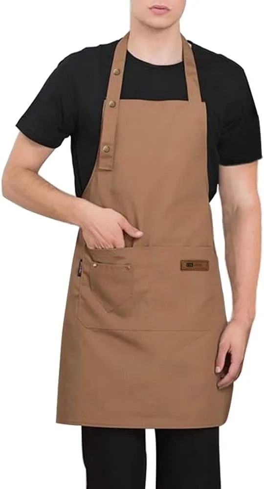پیشبند آشپزی Homarket برای آقایان و بانوان با بند قابل تنظیم و 2 جیب، از جنس کتان و بوم