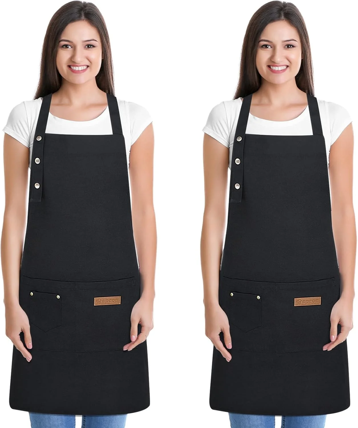 پیش بند آشپزخانه MAKINGTEC بسته 2 عددی، پیش بند آشپزی قابل تنظیم یونیسکس با جیب، پیش بند ضد آب بوم برای آشپزخانه منزل، رستوران، کافی شاپ