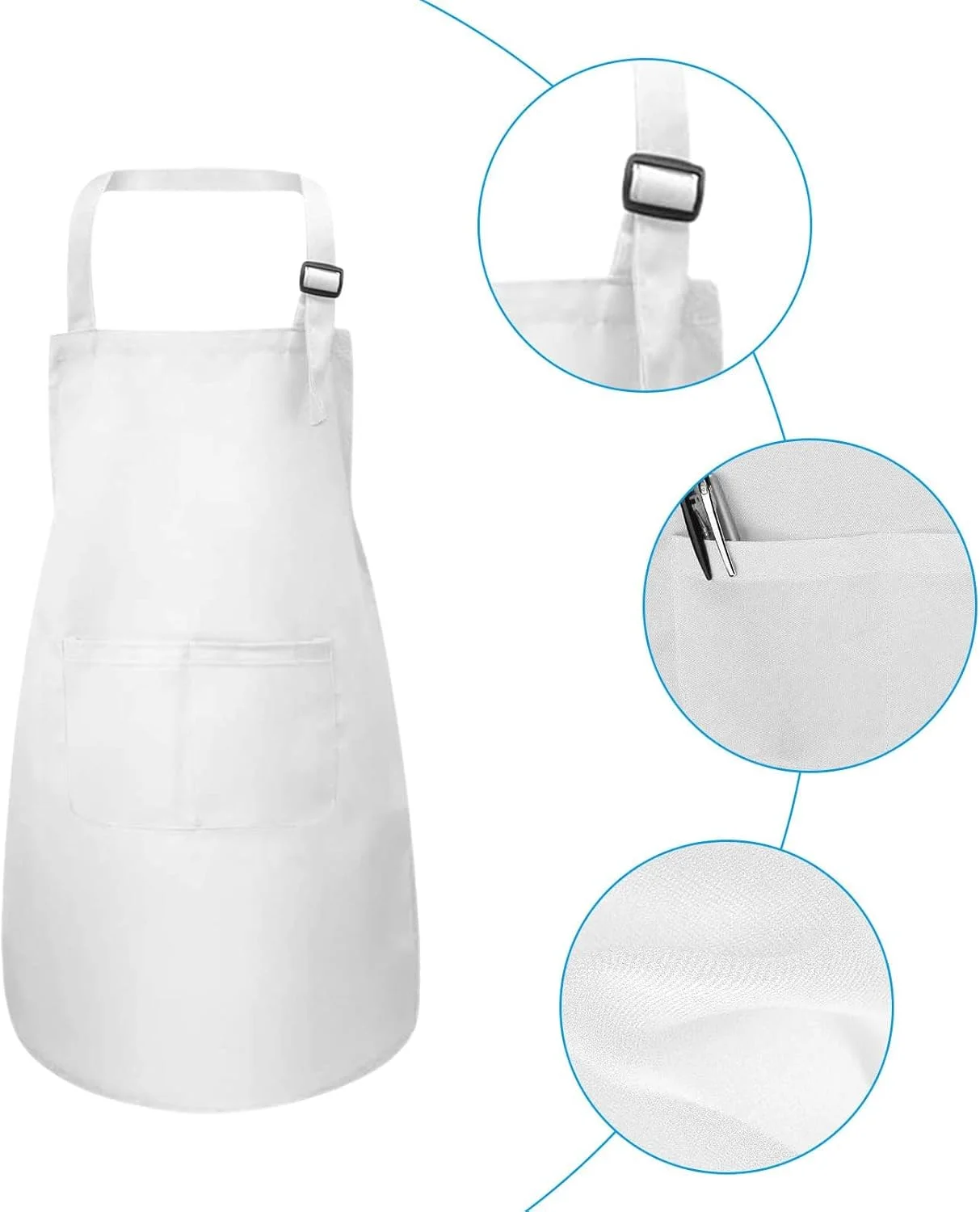 ست پیش بند، کلاه و آستین آشپزی کودکانه مومو بر، پیش بند قابل تنظیم با 2 جیب، لباس آشپز برای کودکان 5 تا 12 ساله، مناسب نقاشی، آشپزی، باغبانی در خانه، آشپزخانه، مدرسه و فضای باز (سفید، بزرگ)