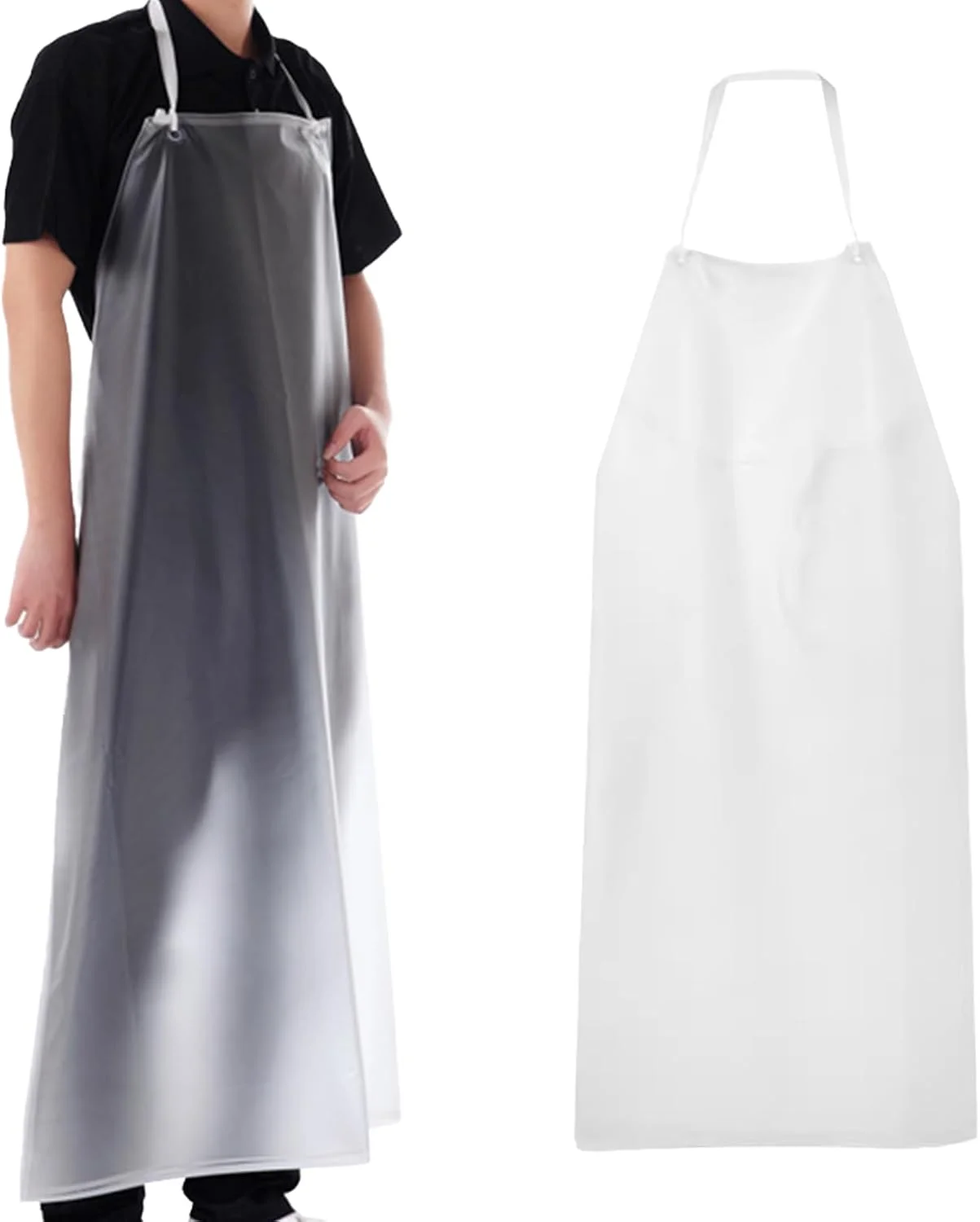 پیش بند آشپزخانه، پیش بند ضد آب - PVC، ضخیم، مقاوم، ضد روغن و لکه برای شستشوی ظروف، پخت و پز، تمیز کردن، کار قصابی، مناسب برای همه (شفاف، 110x65 سانتی متر)