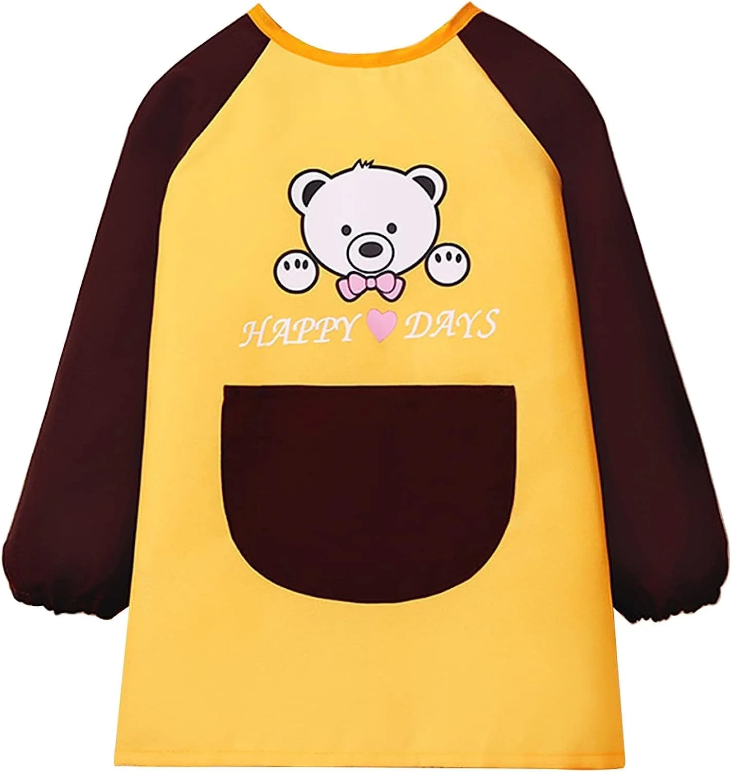 پیش بند نقاشی کودکانه NALACAL، ضد آب و مقاوم در برابر لکه، آستین بلند و دارای جیب جلو، مناسب برای آشپزی، نقاشی و کاردستی (زرد)، مناسب برای سنین 8 تا 12 سال