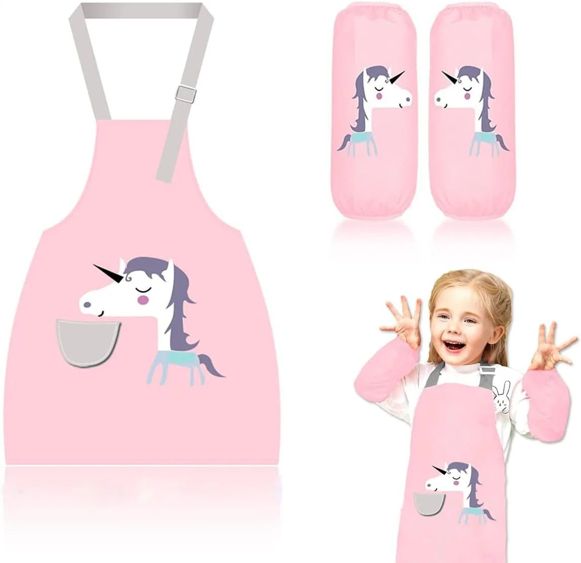 پیش بند کودکانه NALACAL با آستین های اضافی، پیش بند ضد آب قابل تنظیم برای کودکان، پیش بند هنرمند کودک، پیش بند نقاشی کودکانه برای آشپزی، پخت و باغبانی دخترانه پسرانه - صورتی پیش بند کودکانه NALACAL با آستین های اضافی، پیش بند ضد آب قابل تنظیم برای کودکان، پیش بند هنرمند کودک، پیش بند نقاشی کودکانه برای آشپزی، پخت و باغبانی دخترانه پسرانه - صورتی