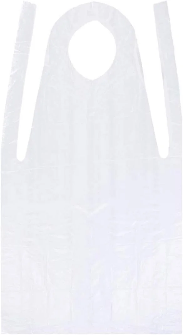 ROSENICE 100 عدد پیش بند یکبار مصرف شفاف پلی اتیلن ضد آب برای بزرگسالان و کودکان، مناسب نقاشی، آشپزی و موارد دیگر