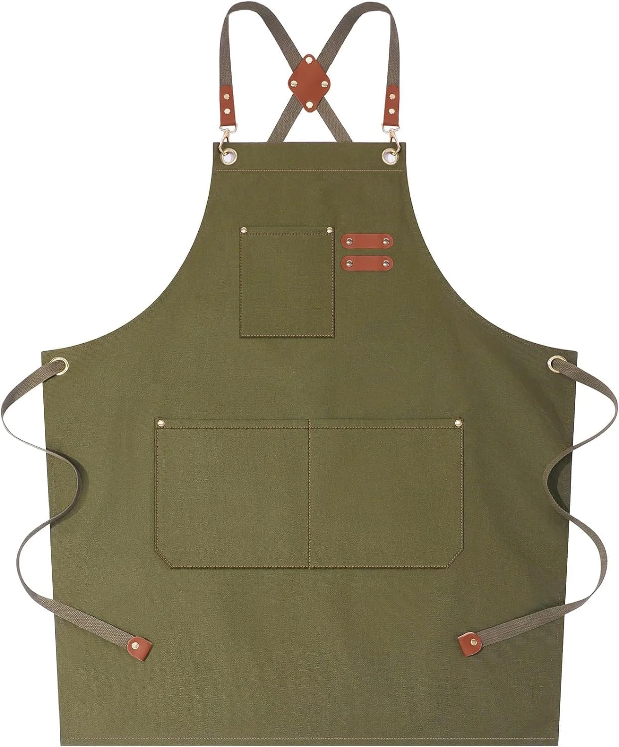 پیشبند آشپزی X spring، پیشبند بوم پنبه ای برای مردان و زنان با جیب های بزرگ، پیشبند ضد آب با بند شانه ای ضربدری نرم و قابل تنظیم، پیشبند آشپزی حرفه ای برای آشپزخانه، قهوه